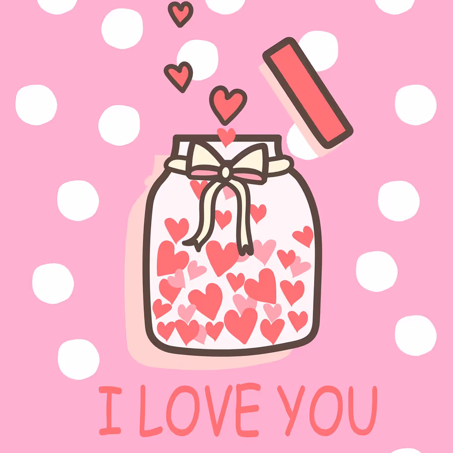 Милая банка полная красных сердец Символ любви и привязанности