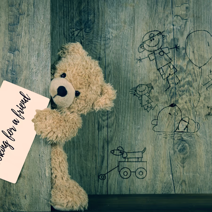 Забавный плюшевый мишка ищет друга