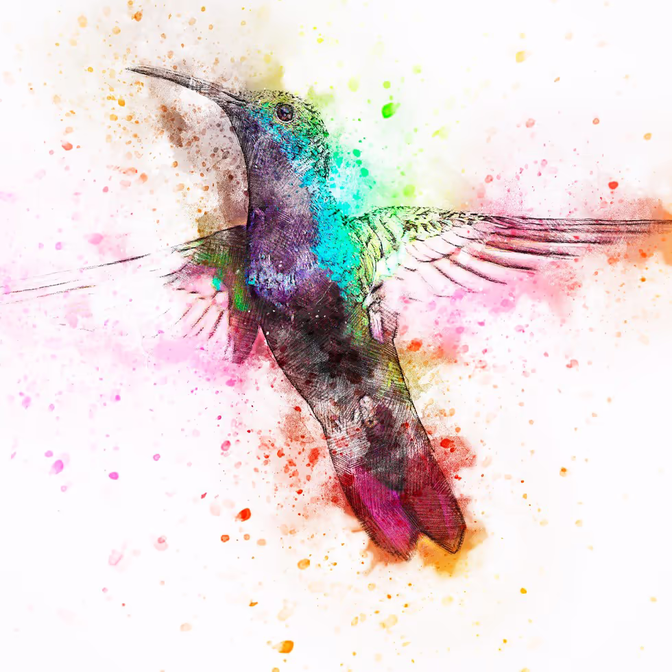 Яркий и изящный колибри изображенный в стиле акварельной живописи