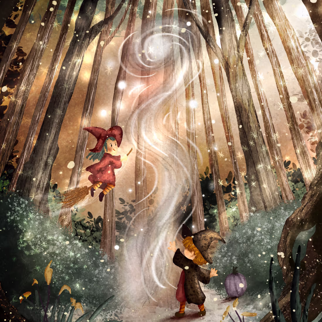 Ведьма и волшебный туман в лесу