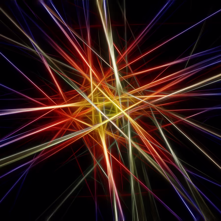 Яркая абстрактная композиция из светящихся линий