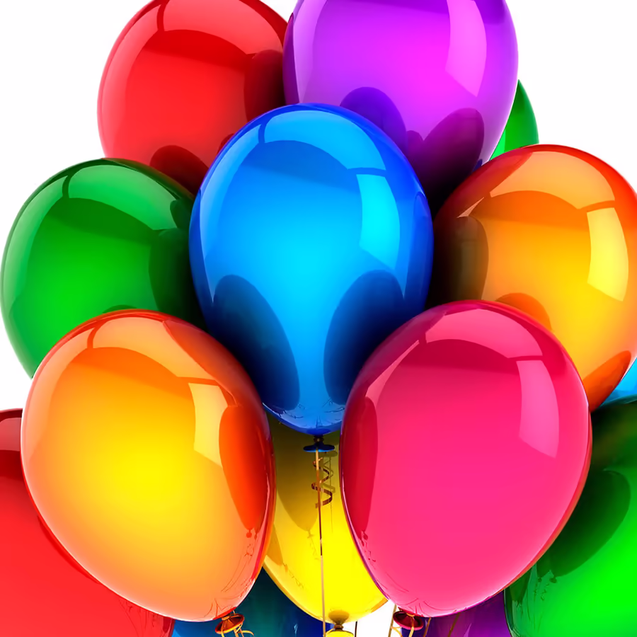 Яркий букет разноцветных воздушных шаров