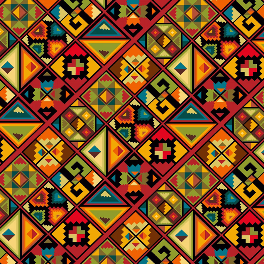 Яркий геометрический узор напоминающий тканевый орнамент