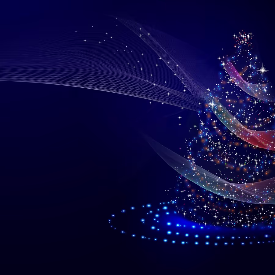 Яркая новогодняя иллюстрация в виде светящейся ели