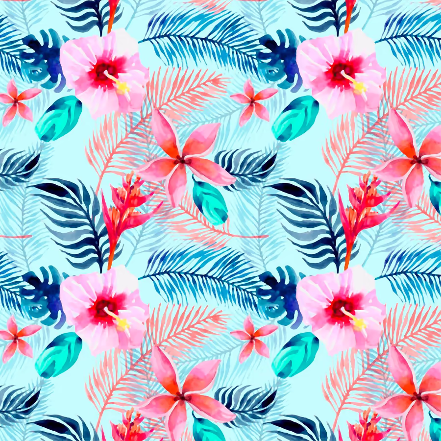 Яркий бесшовный паттерн в тропическом стиле