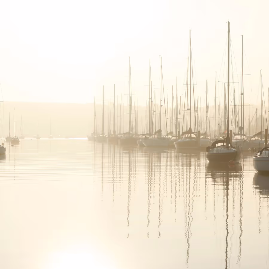 Спокойное утро в марине с яхтами