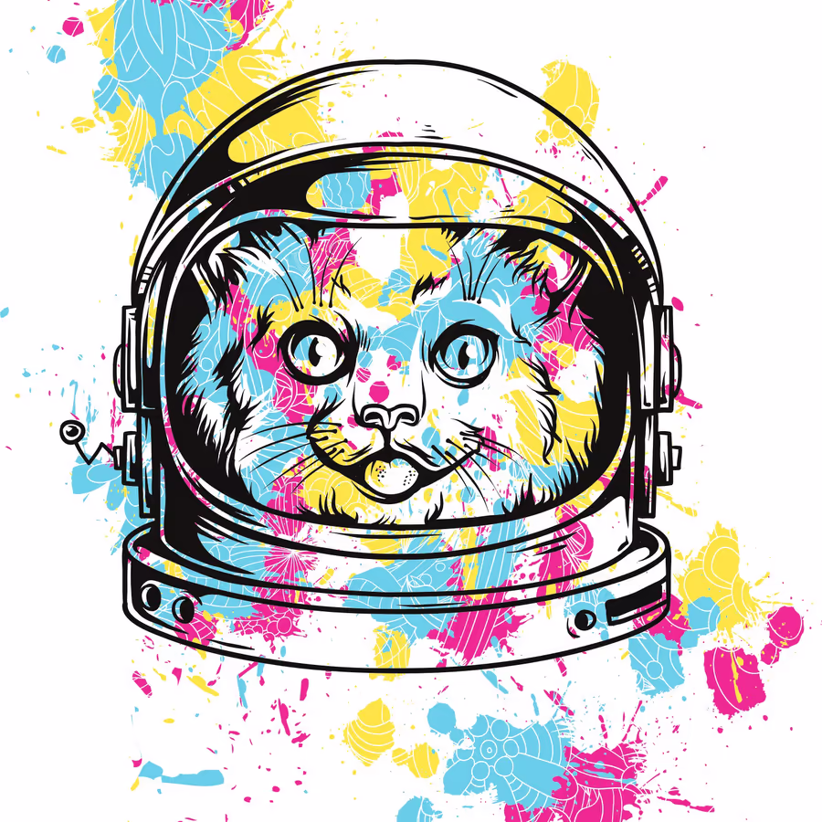 Милый котенок в скафандре