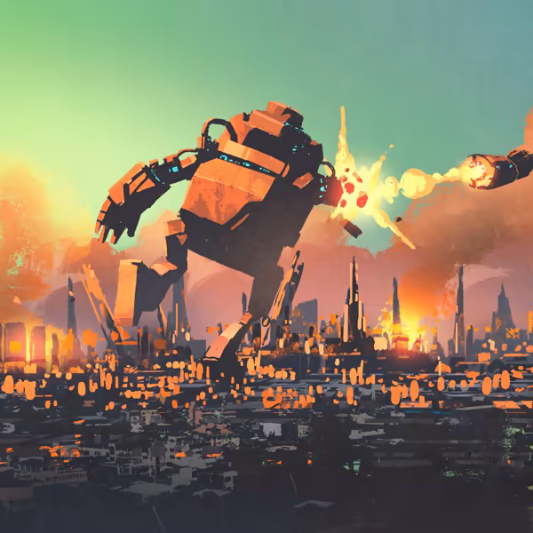 Гигантский робот атакует город вызвав масштабные разрушения