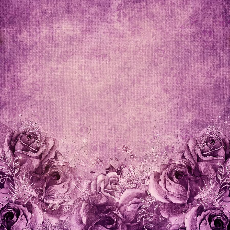 Роскошный фон с фиолетовыми розами и винтажным узором