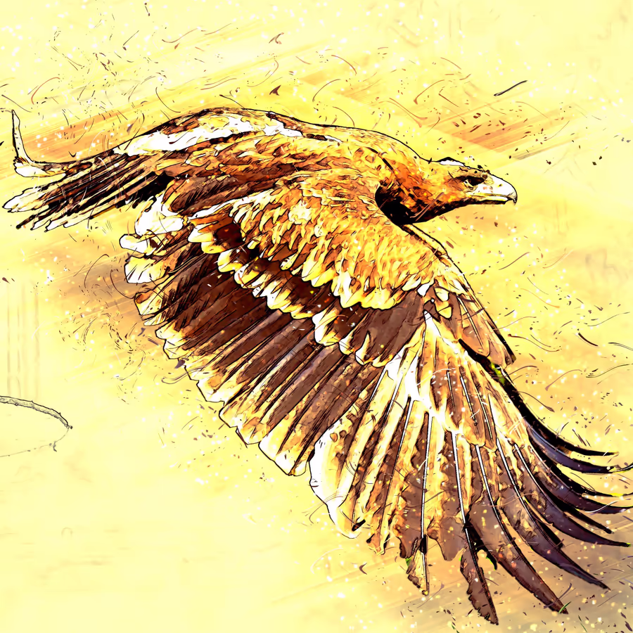 Величественный золотой орел парит в небесах