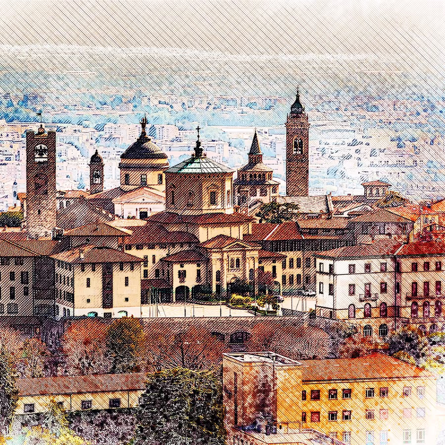 Панорамный вид на город Турин в Италии с доминирующей базиликой Суперга