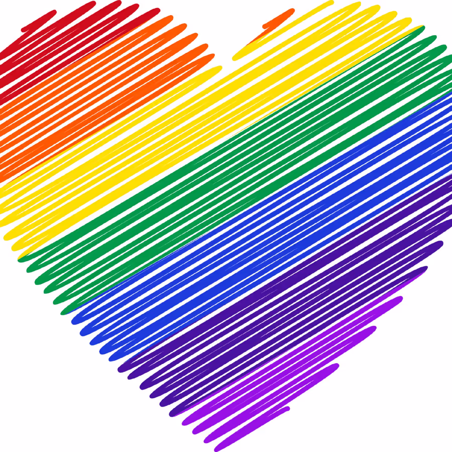 Сердце состоящее из полос радуги