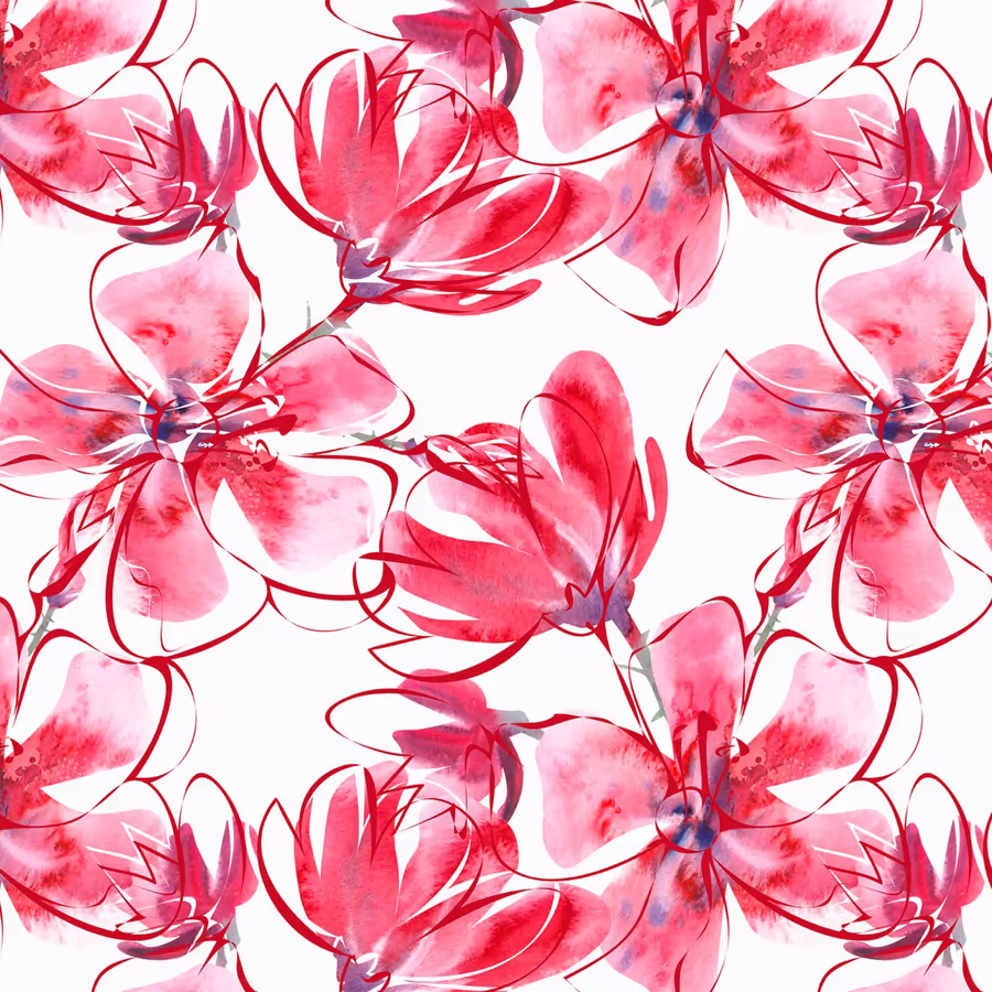 Бесшовный узор с нежными цветами сакуры выполненный в технике акварельной живописи