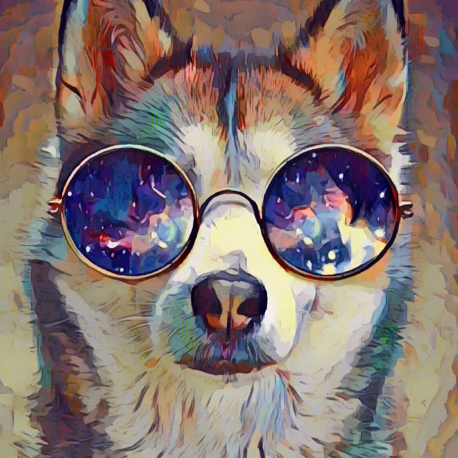 Стильная собака с галактическими очками