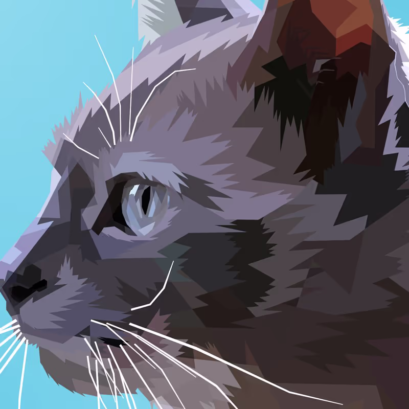 Стилизованный портрет кота в технике полигонального искусства