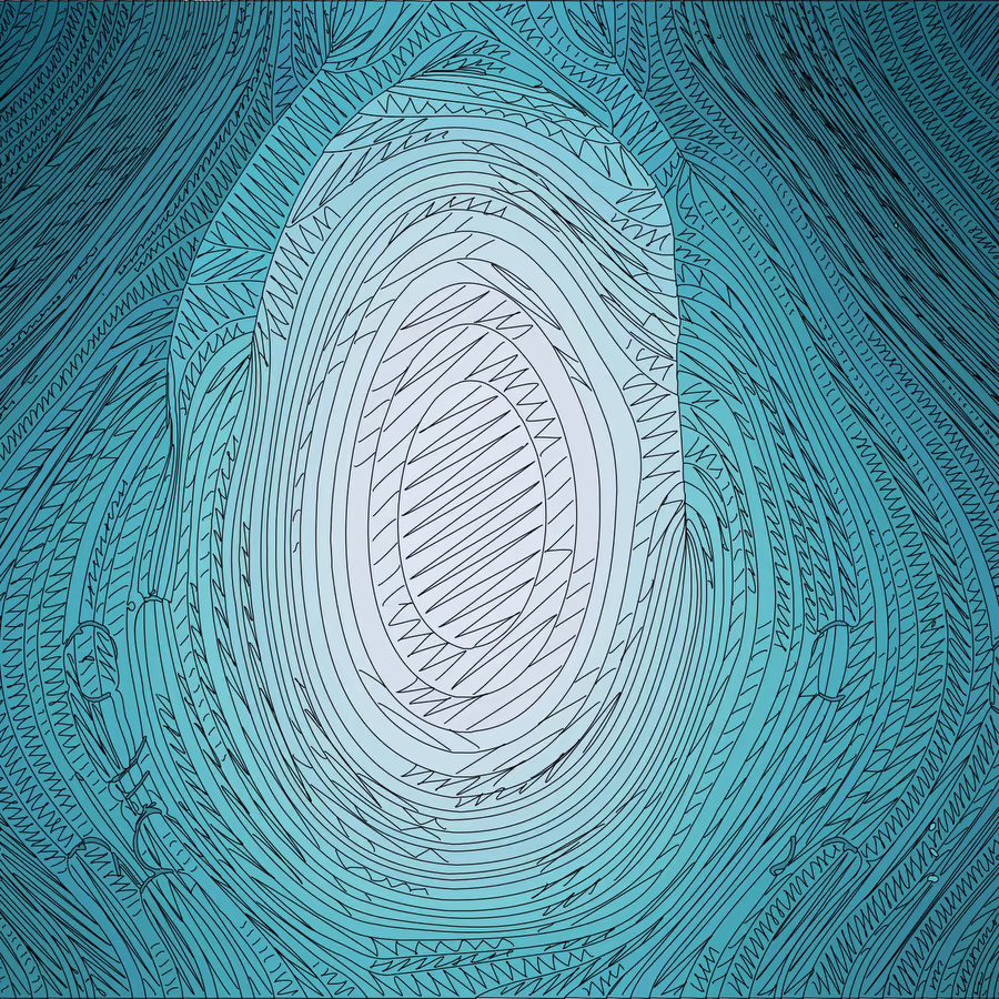 Стилизованный отпечаток пальца напоминающий водоворот или глаз в океанской пучине