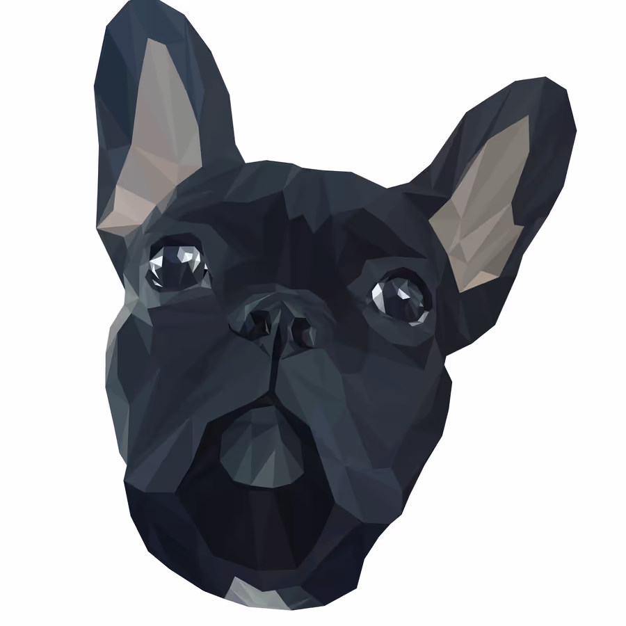 Стилизованное изображение французского бульдога выполненное в технике лоу-поли