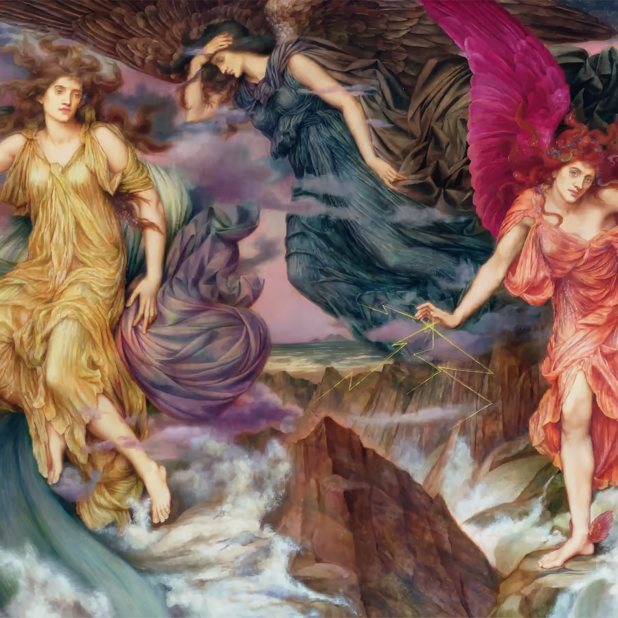 Изображение ангелов во время падения Люцифера с небес