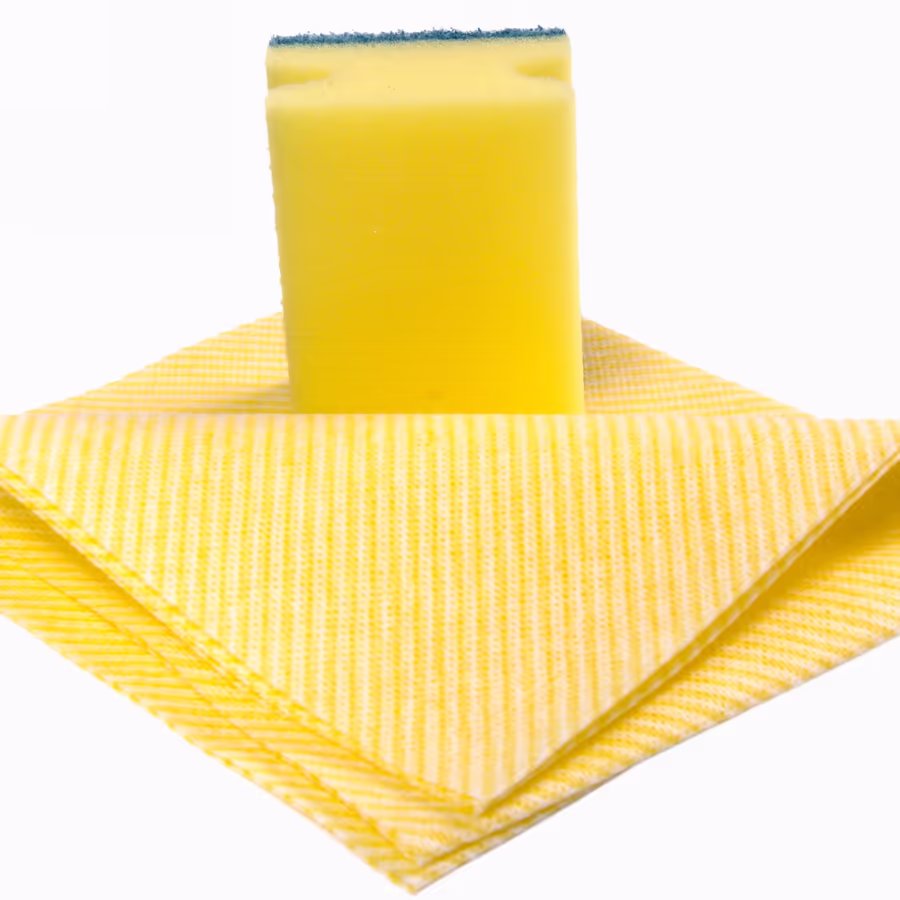 Желтая губка и полосатые тряпки